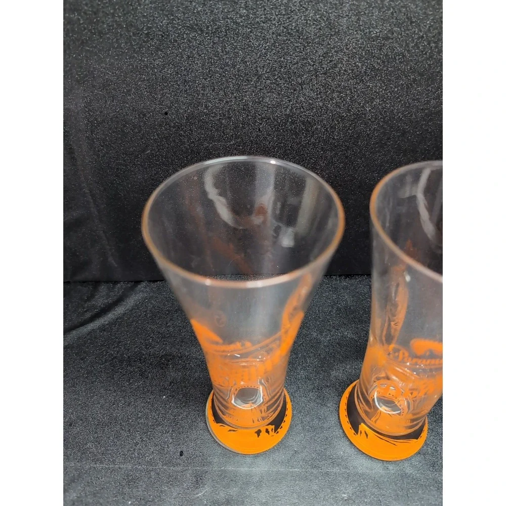Paramount's Kings Dominion Pilsner Glass Set,‎ Vintage Orange Logo Beer Glasses